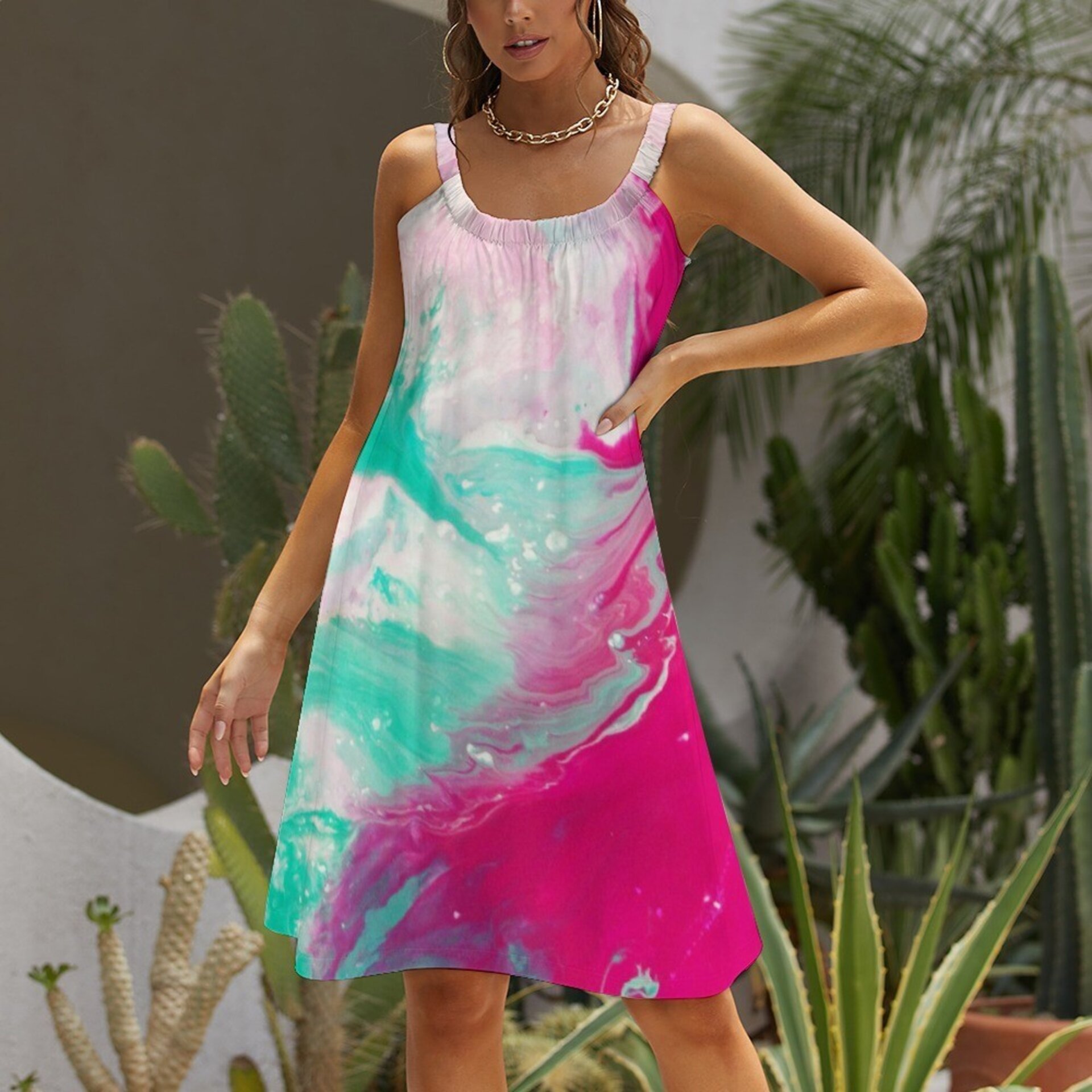 Vestido Splash Tropical - Arte Fluido Vibrante y Comodidad Total | ArtWave - 3